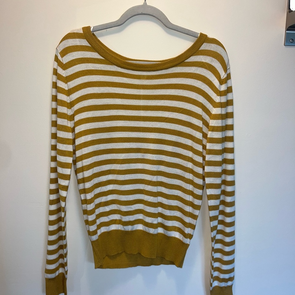 Love Tree Mustard and Cream Striped Sweater